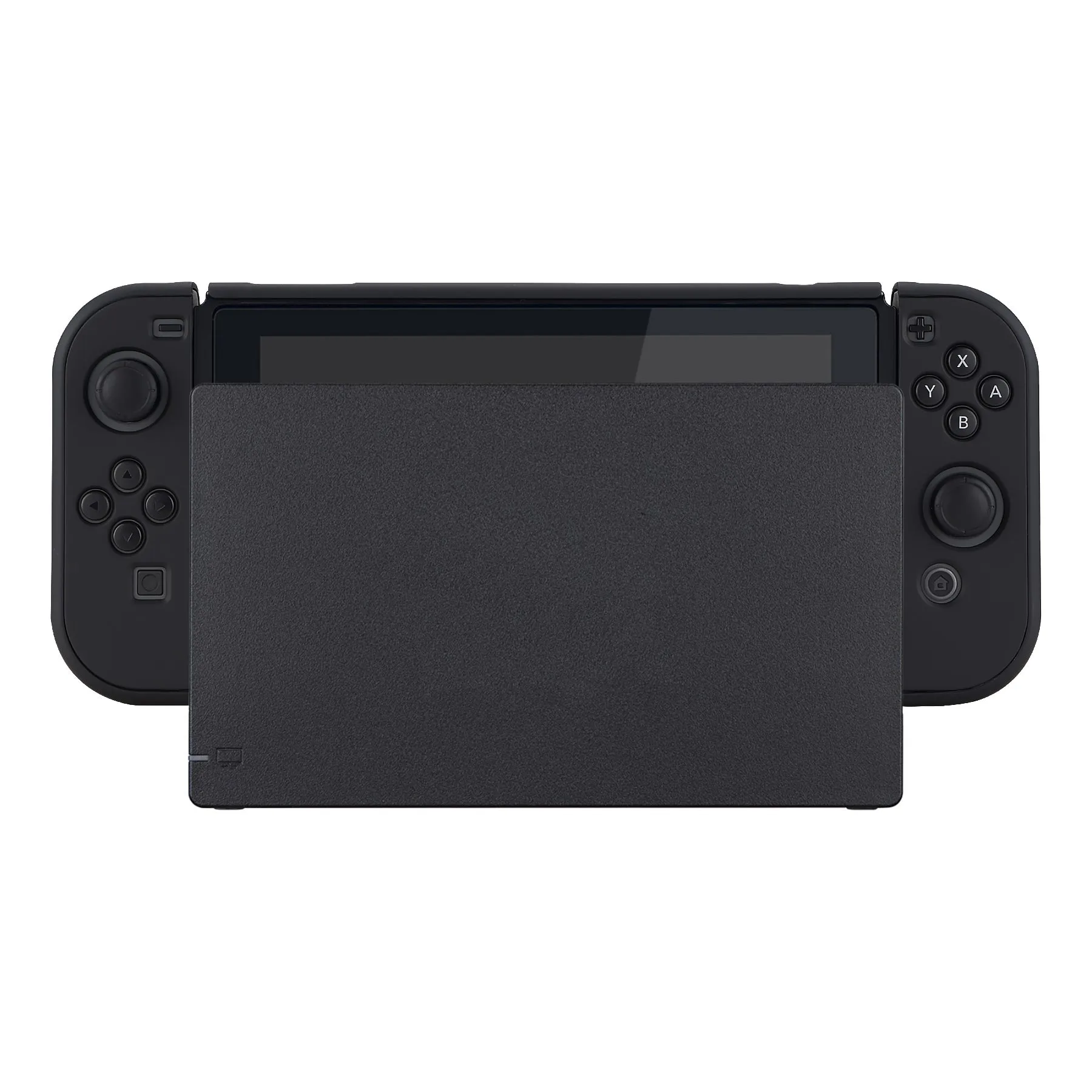 PlayVital Black Back Cover for NS Switch Console, NS Joycon Handheld Controller Separable Protector Hard Shell, Soft Touch Customized Dockable Protective Case for NS Switch - NTP344