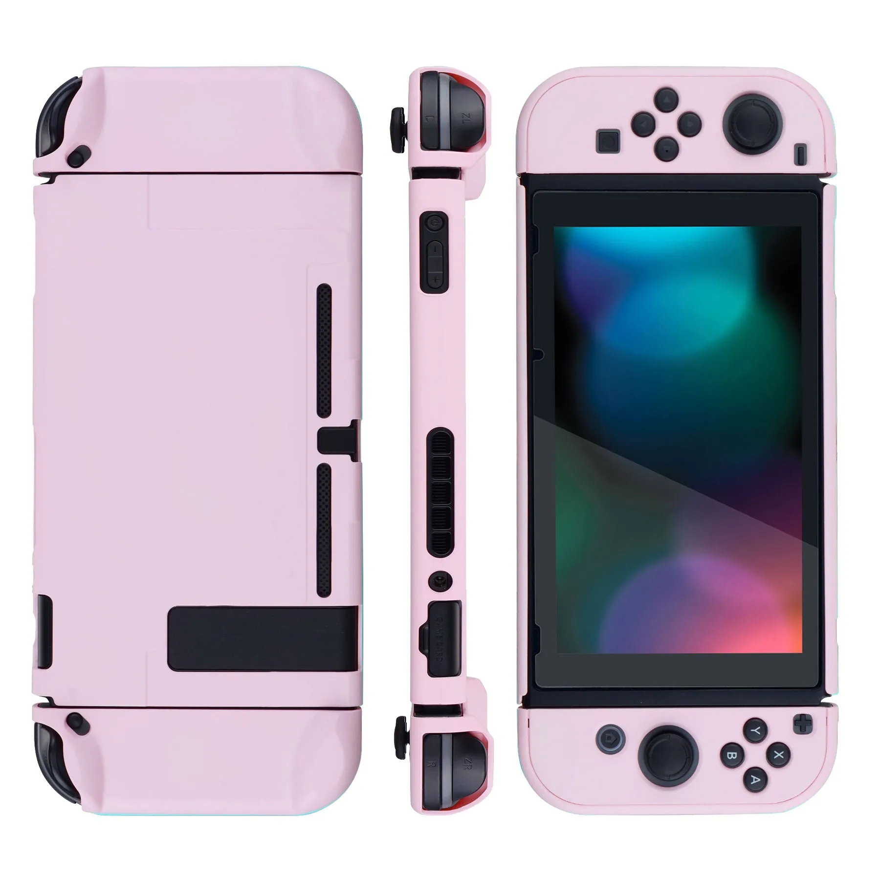 PlayVital Cherry Blossoms Pink Back Cover for Nintendo Switch Console, NS Joycon Handheld Controller Separable Protector Hard Shell, Customized Dockable Protective Case for Nintendo Switch - NTP312