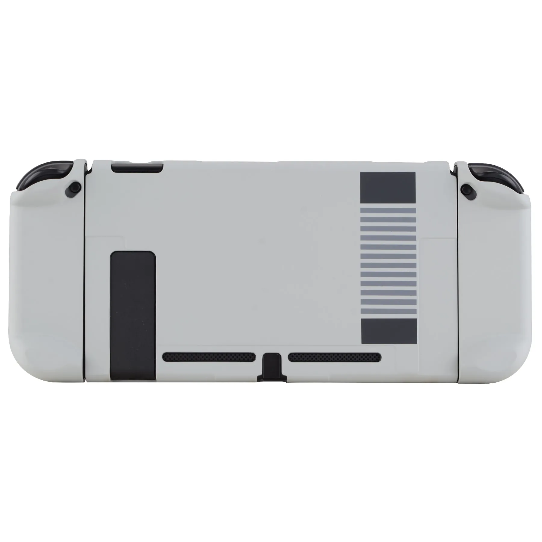 PlayVital Classics NES Style Back Cover for NS Switch Console, NS Joycon Handheld Controller Separable Protector Hard Shell, Dockable Protective Case with Red ABXY Direction Button Caps - NTT103