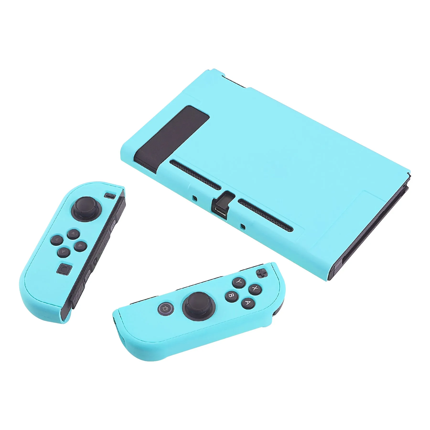 PlayVital Heaven Blue Back Cover for Nintendo Switch Console, NS Joycon Handheld Controller Separable Protector Hard Shell, Customized Dockable Protective Case for Nintendo Switch - NTP313