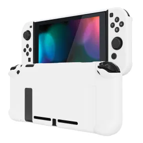 PlayVital White Cover for NS Switch Console, NS Joycon Handheld Controller Separable Protector Hard Shell, Customized Dockable Protective Case for NS Switch - NTP349