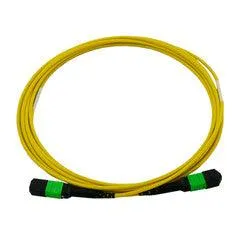 Plenum 12 Strand MTP (MPO) Fiber Optic Patch Cable, OS2 9/125 Singlemode, Yellow Jacket, Green Connector, 40/100 Gbps, 10 meter (33 foot)