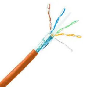 Plenum Shielded Cat6a Orange Copper Ethernet Cable, 10 Gigabit Solid, CMP, POE Compliant, 500Mhz, 23 AWG, Spool, 1000 foot