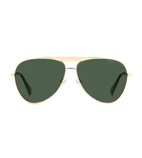 Polaroid Unisex Green Polarized Aviator Sunglasses