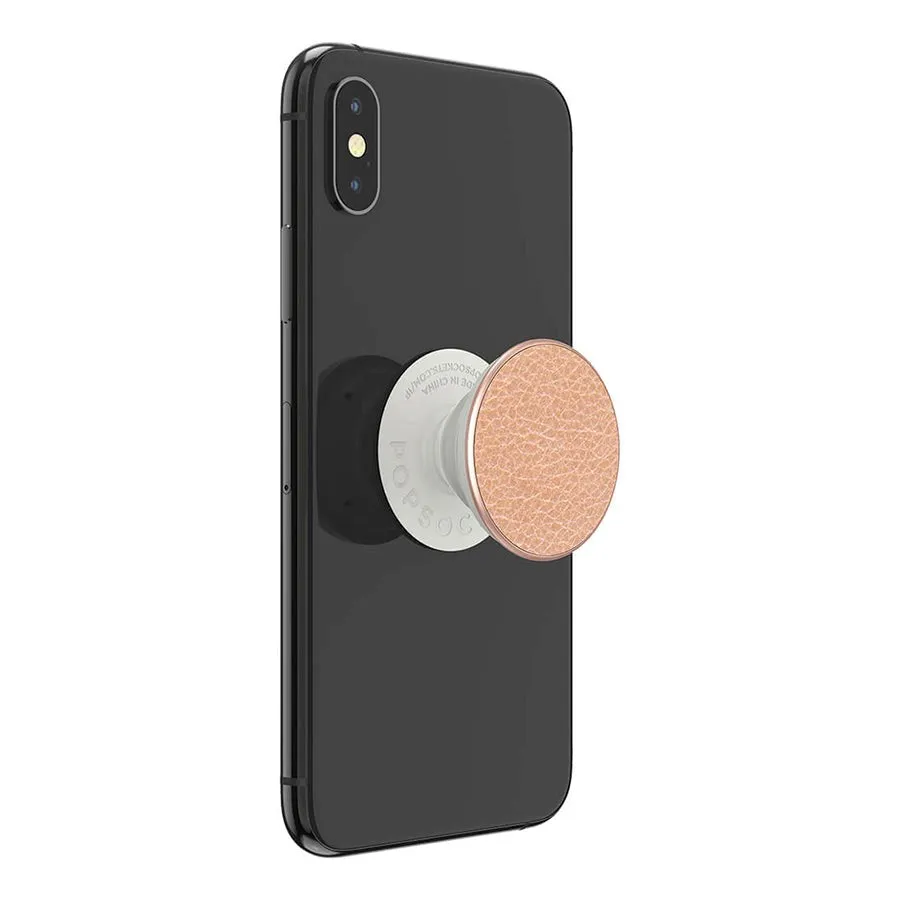 POPSOCKETS Pebbled Vegan Leather Rose Gold Premium Holder og Stand