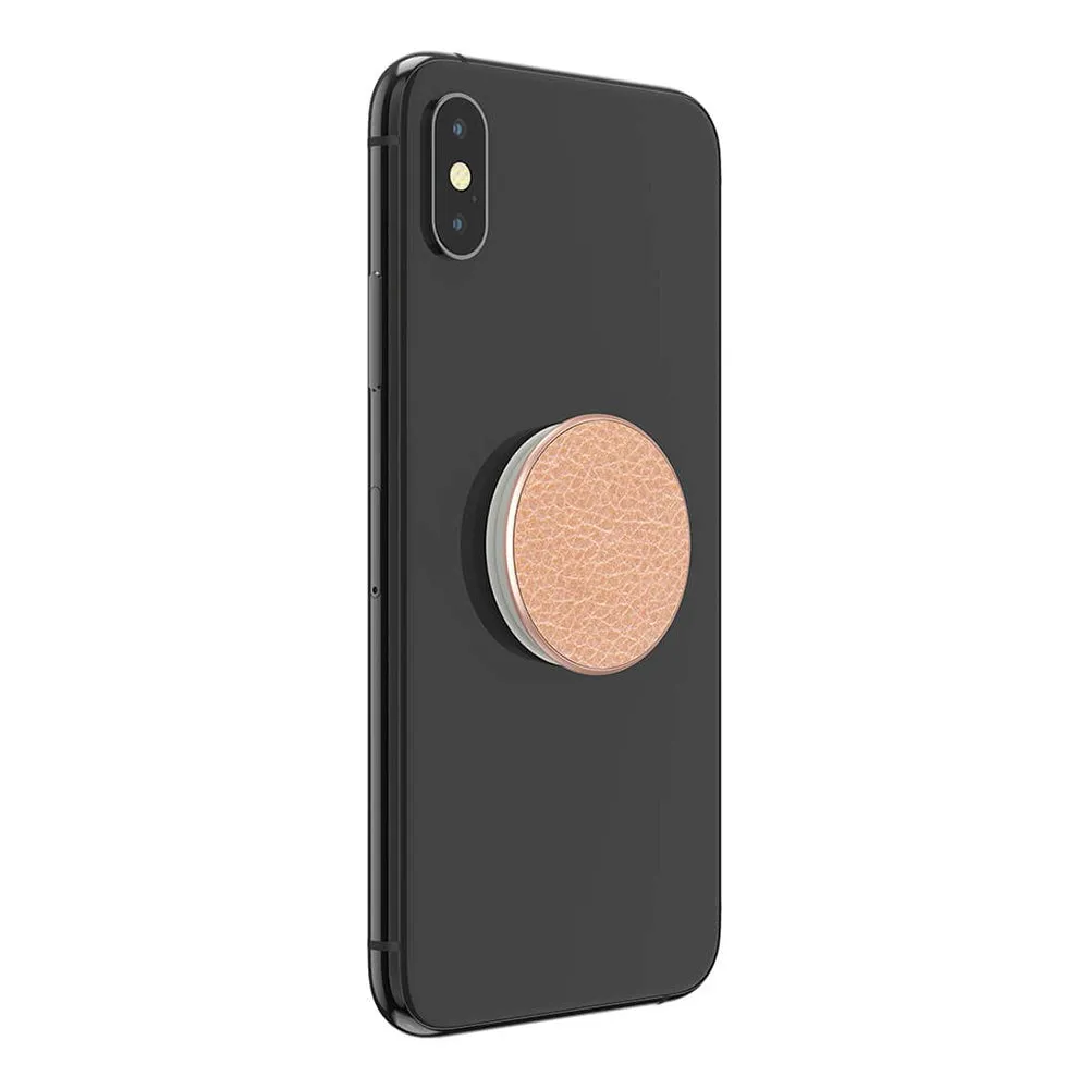 POPSOCKETS Pebbled Vegan Leather Rose Gold Premium Holder og Stand