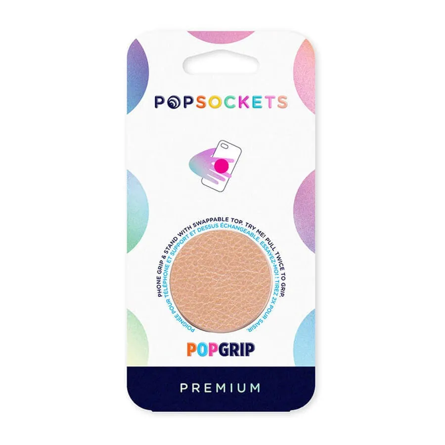 POPSOCKETS Pebbled Vegan Leather Rose Gold Premium Holder og Stand