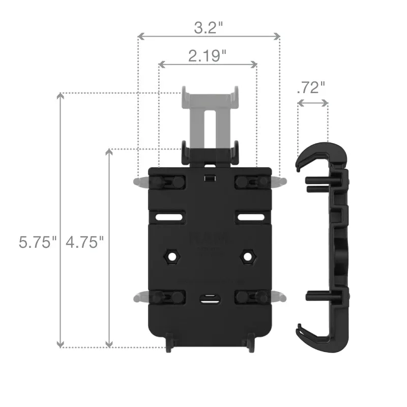 RAM® Quick-Grip™ Phone Mount with Yoke Clamp Base