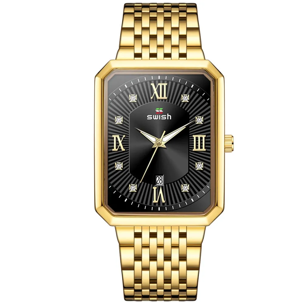 Relogio Masculino Luxo Brand Designer Watches Men Creative Rectangle Quartz Wrist Watch Luxury Business Golden Watches Mens