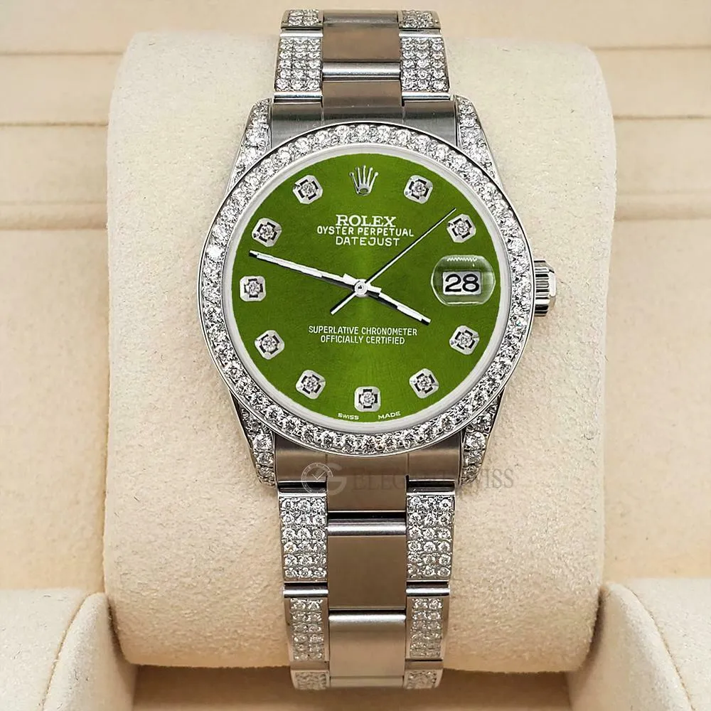 Rolex Datejust 31mm 3.5ct Diamond Bezel/Lugs/Bracelet/Royal Green Dial Watch TFJ-142508812