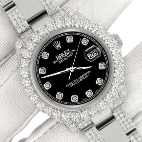 Rolex Datejust 31mm Pave 7.2ct Iced Diamond Black Track Watch 178240 TFJ-142508472