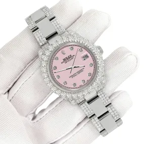 Rolex Datejust 31mm Pave 7.2ct Iced Diamond Orchid Pink Track Watch  TFJ-142508459