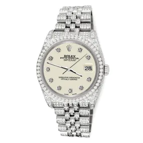 Rolex Datejust 36mm 10.2ct Diamond Satin Linen Jubilee Watch  TFJ-142508359