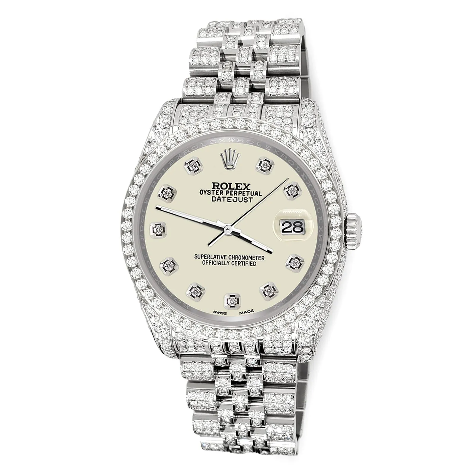 Rolex Datejust 36mm 10.2ct Diamond Satin Linen Jubilee Watch  TFJ-142508359