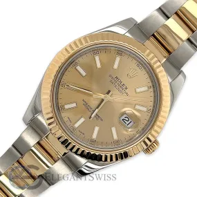 Rolex Datejust II 2-tone 41mm Champagne Stick Watch TFJ-142508514