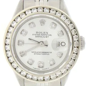 Rolex Datejust Ladies 26mm Diamond Bezel/Silver White Dial Jubilee Steel Watch TFJ-142508098