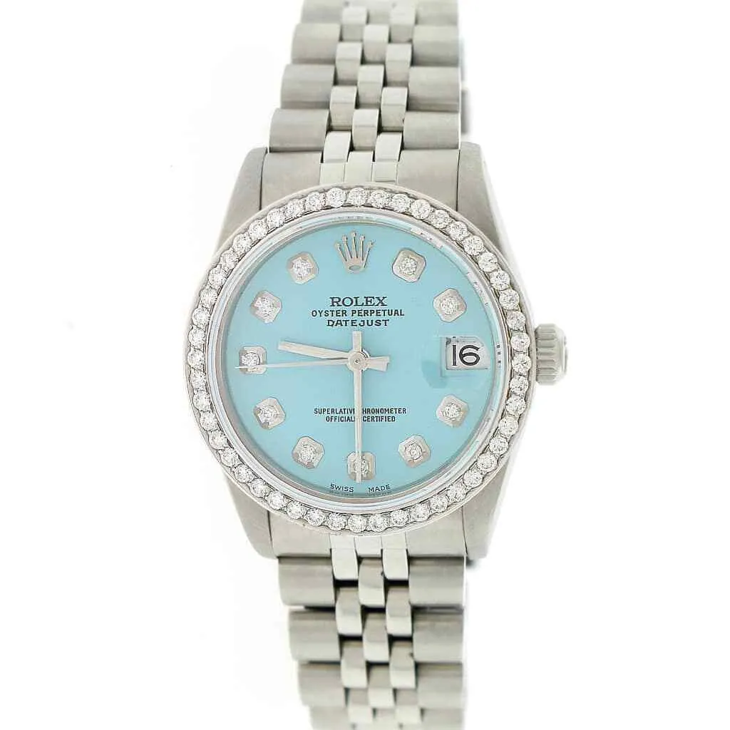 Rolex Datejust Midsize 31mm Steel Jubilee w/Celeste Blue Dial &amp; Diamond Bezel TFJ-142508064