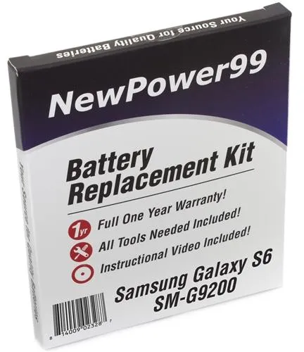 Samsung GALAXY S6 SM-G9200 Battery Replacement Kit with Tools, Video Instructions and Extended Life Battery