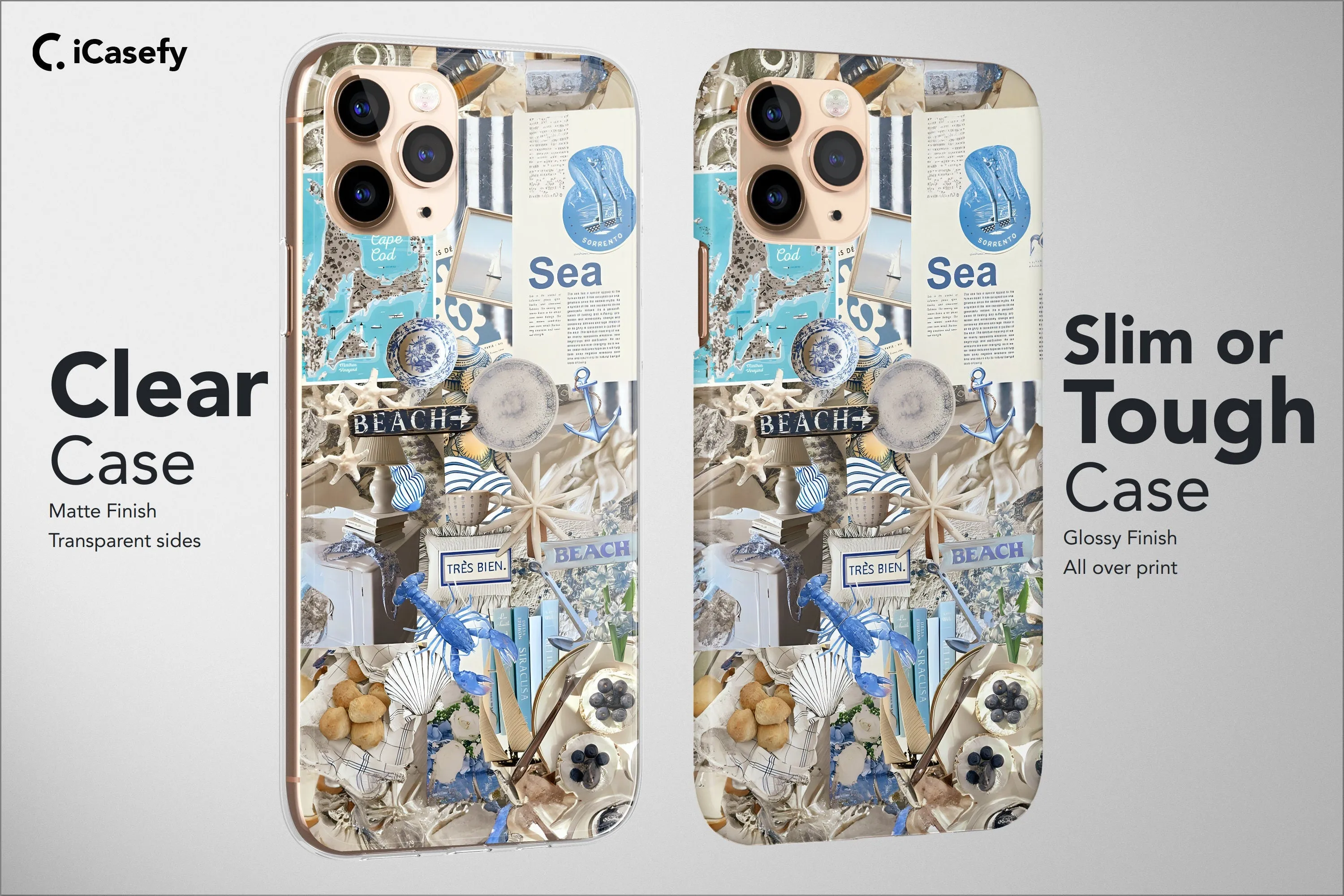 Sea Phone Case Beach Blue Collage Collective Cover