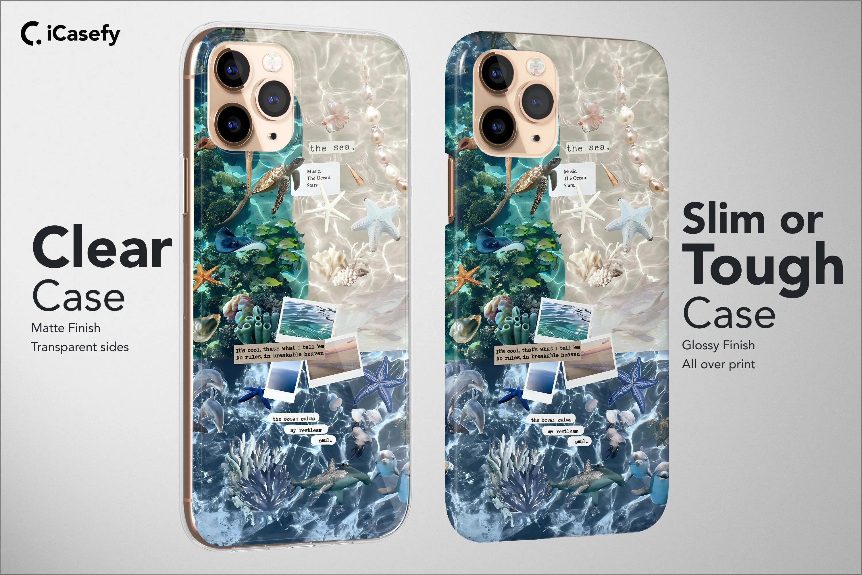 Sea Phone Case Beach Blue Collage Collective Cover