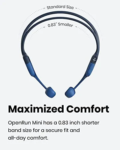 SHOKZ OpenRun Mini (AfterShokz Aeropex Mini) -Bone Conduction Open-Ear Bluetooth Sport Headphones - Waterproof Wireless Earphones for Workouts and Running - Built-in Mic, with Headband