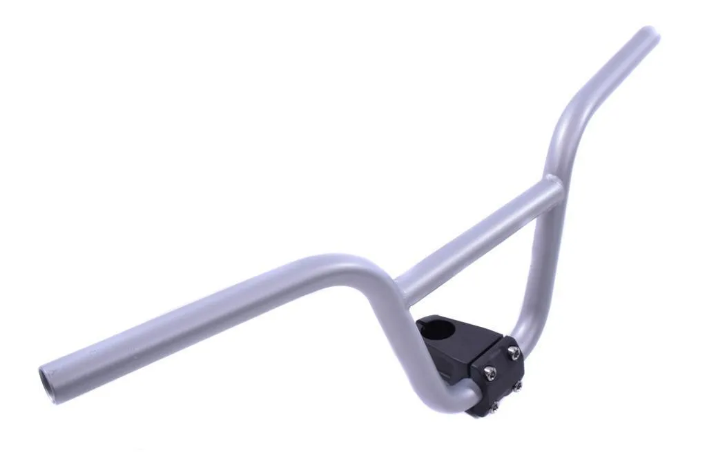 SILVER OLD SCHOOL BMX STEEL FLAT CROSSBAR HANDLEBARS WITH AHEAD STEM 635mm