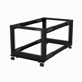 Startech.Com 8U 19" Open Frame Server Rack, 4 Post Adjustable Depth 23-41" Mobile, Free Standing Rolling Network/Compute