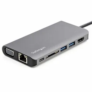 StarTech.com USB C Multiport Adapter - USB-C Mini Travel Dock w/ 4K HDMI or 1080p VGA - 100W PD Pass-Through, 3x USB, SD, GbE, Audio - 1 Pack - Black