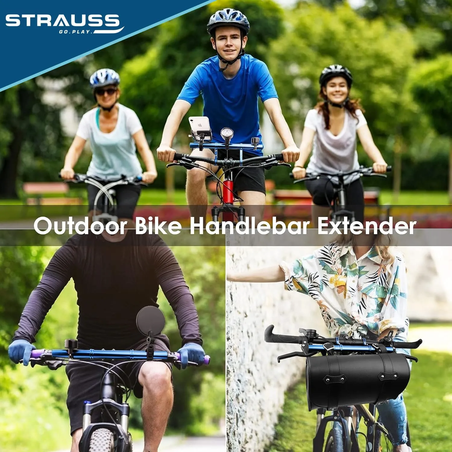 STRAUSS Cycle Handle Bar Extender | Lightweight Durable Bicycle Handle Bar Extension Bracket | Ideal For Holding Motorcycle & E-bike Lamp Speedometer, GPS Phone | Cycling Accessories,(Blue)