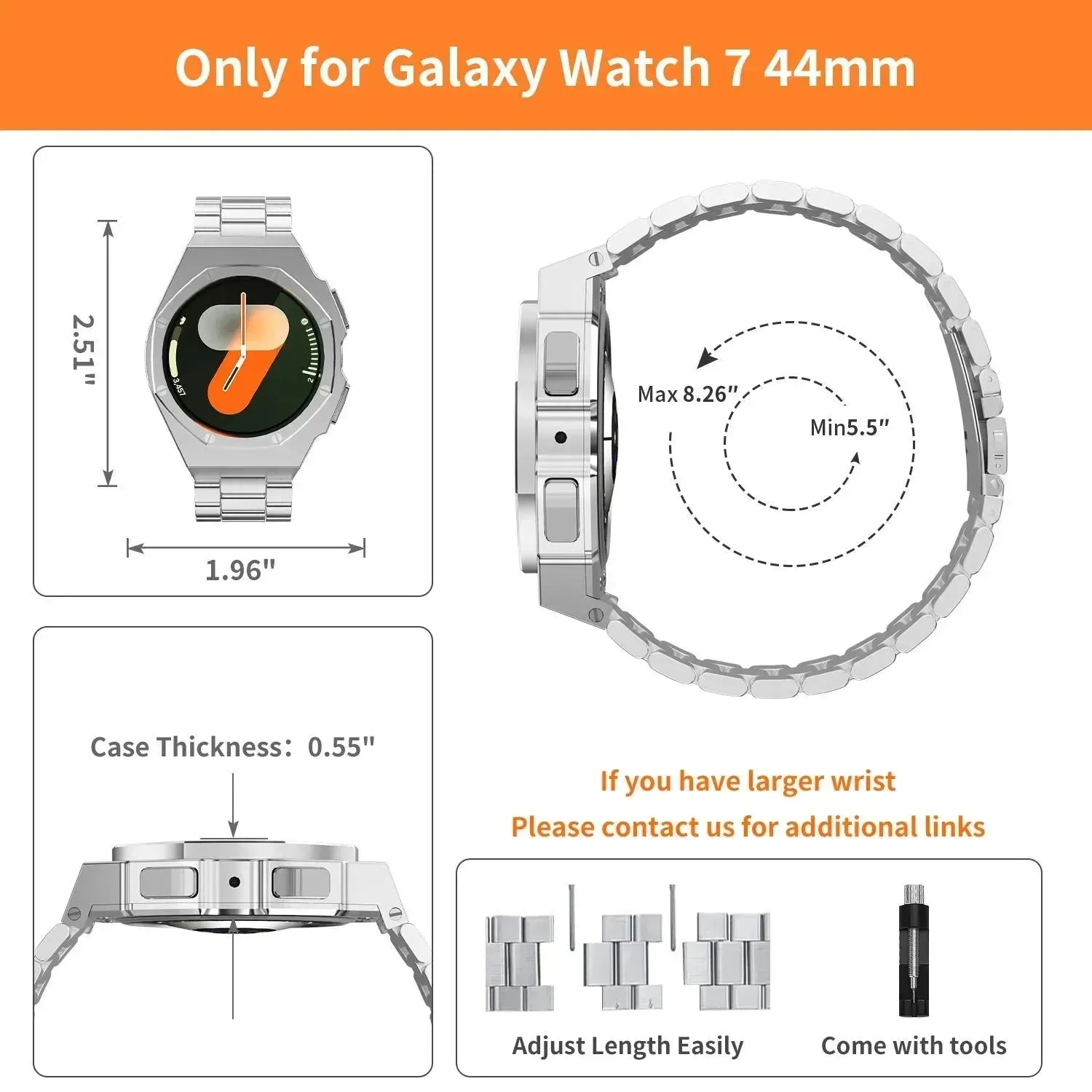 Suitable For Galaxy Watch 7 Generation 44mm Metal Protective Case Strap