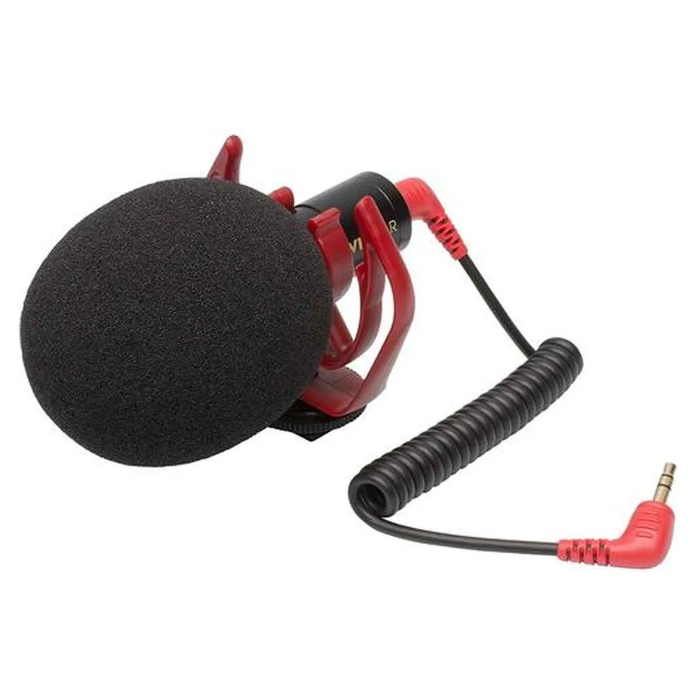 Super Cardioid Directional Microphone with Sponge Windscreen Clean Clear Sound Recording For Smart Phones, Cameras and Computers