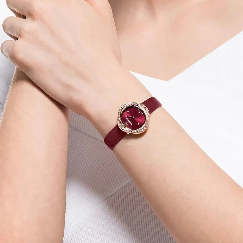 Swarovski Crystal Flower Ladies Red Watch 5552780