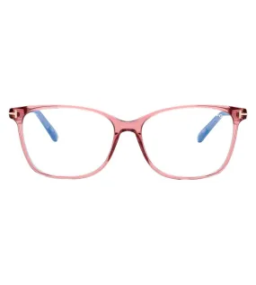 Tom Ford Women's Pink Crystal Square Optical Frame