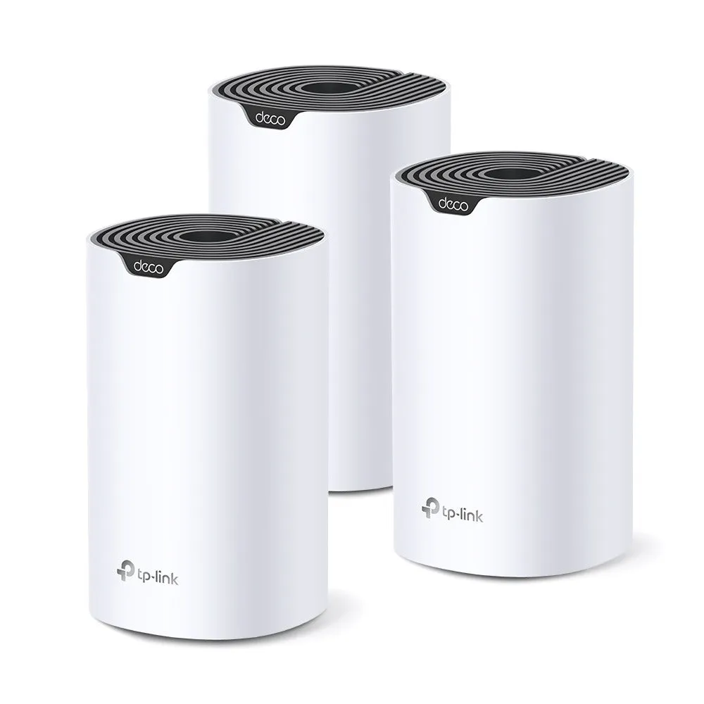 TP-Link Deco S7 AC1900 (3-Pack) Whole Home Mesh Dual Band Wi-Fi System with 1300Mbps at 5GHz, 600Mbps at 2.4GHz, Covers Up to 3,900 sq.ft., Connects over 100 Devices, 3x Gigabit Ports, Router/AP Mode, MU-MIMO, Beamforming, IPv6, Alexa Supported