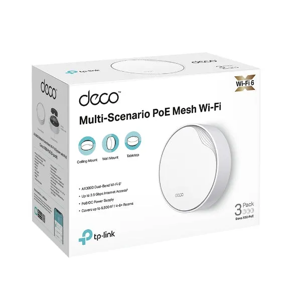 TP-Link Deco X50-PoE AX3000 Dual Band WiFi 6 Whole Home Wireless AI-Driven Mesh Router ( compatible with Wi-Fi Deco X20, X50, X60)