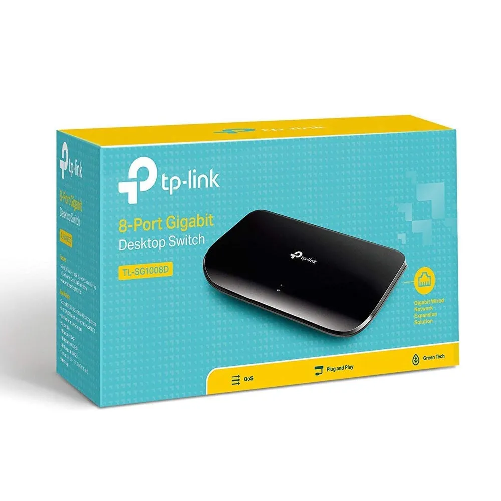 TP-Link TL-SG1008D 8-Port Gigabit Desktop Switch 10/100/1000Mbps Ethernet Hub Plug & Play with 8 Gigabit Auto-Negotiation RJ45 Ports TP LINK TPLINK