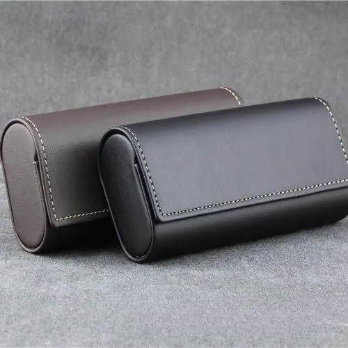 Ultra-light and Simple Leather Anti-pressure Retro Portable Glasses Case