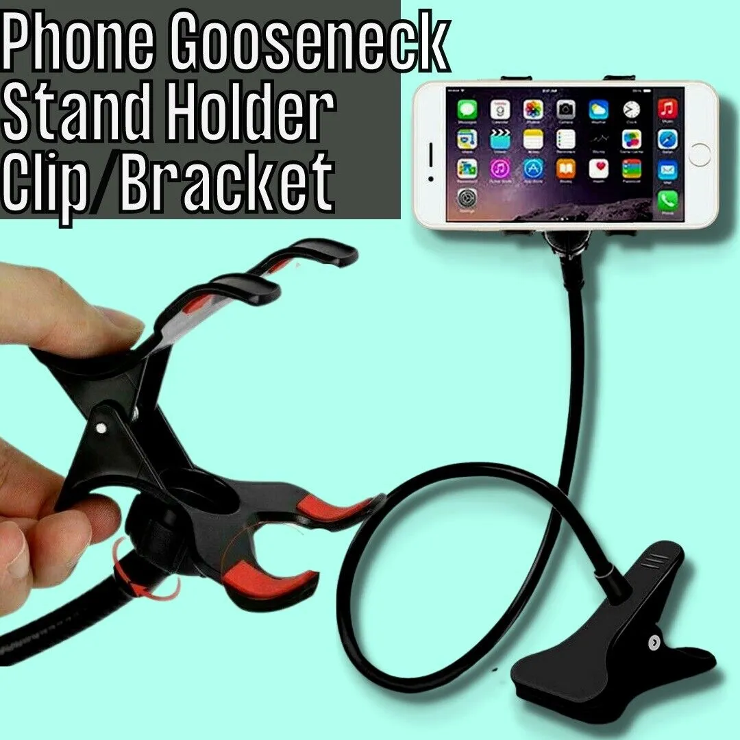 Universal Lazy Mobile Phone Gooseneck Stand Holder Flexible Bed Desk Table Clip