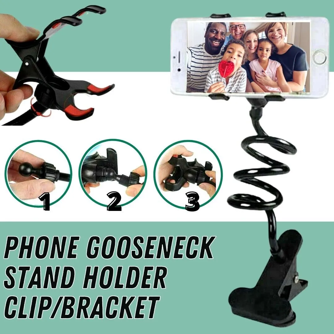 Universal Lazy Mobile Phone Gooseneck Stand Holder Flexible Bed Desk Table Clip