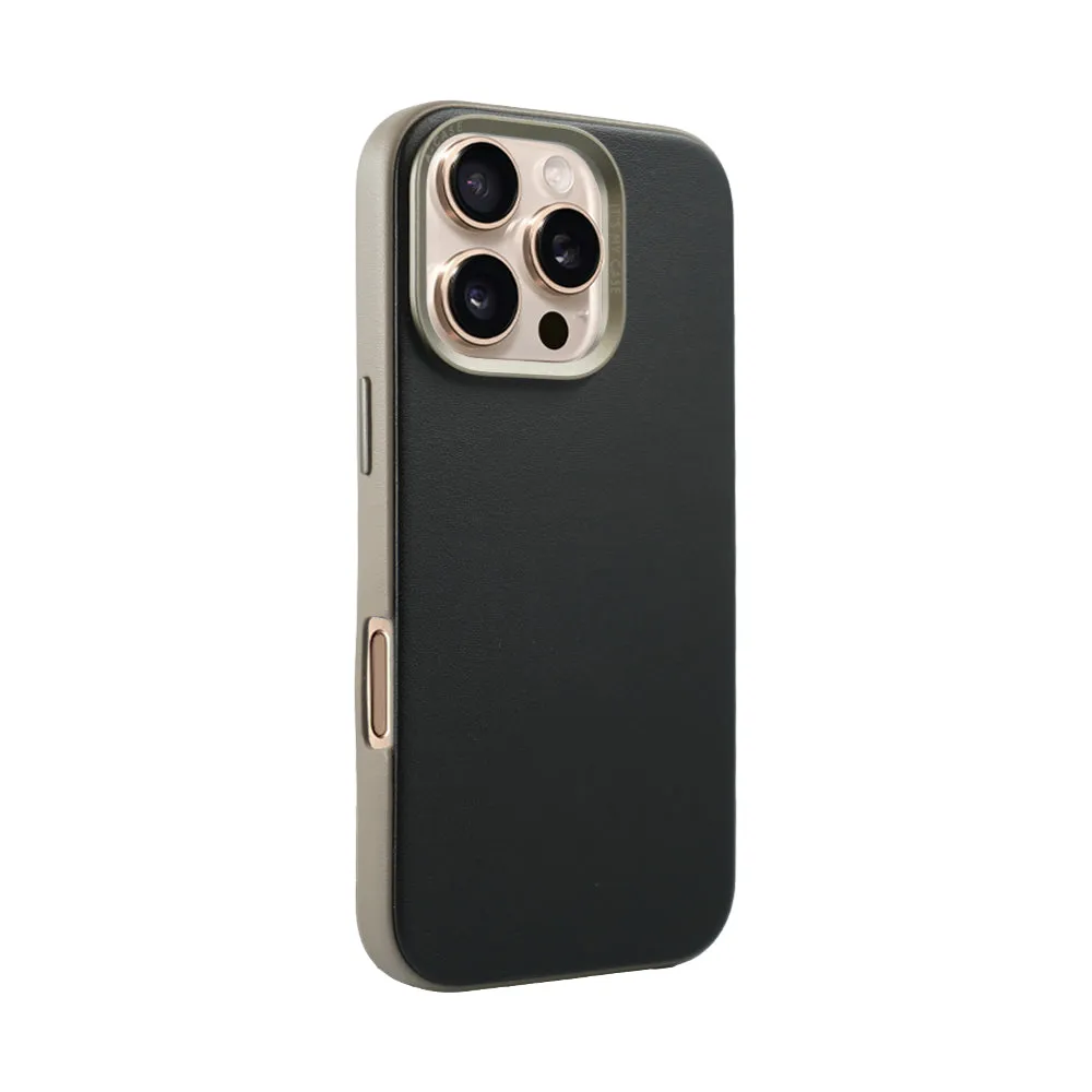 Vegan Leather Case For iPhone 16 Series - Gray