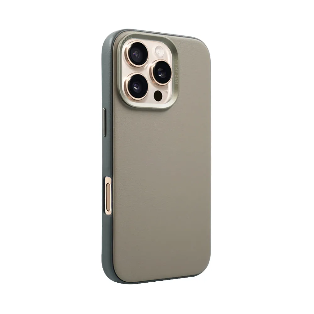 Vegan Leather Case For iPhone 16 Series - Gray