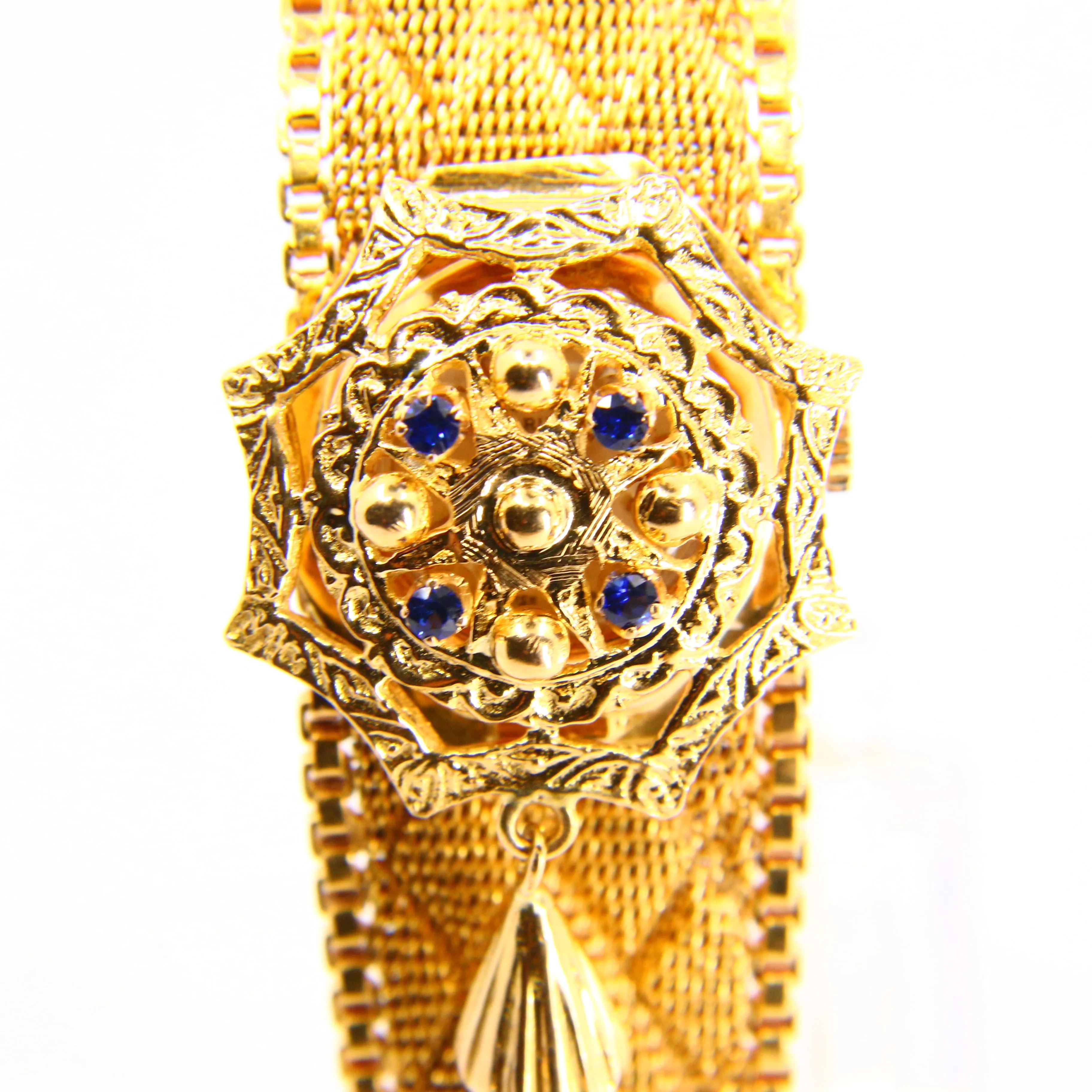 Vintage 18ct Gold Ladies Cocktail Watch Tassel Latch Concealed Dial Mendys Swiss Made 17 Rubis Boxed