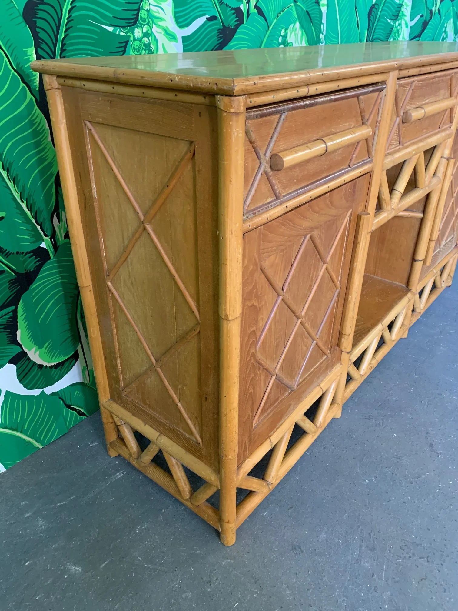 Vintage Island Style Rattan Server