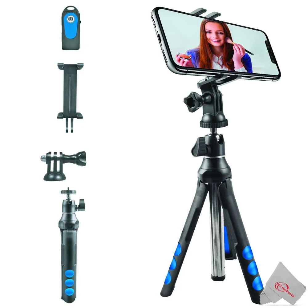 Vivitar 7-in-1 Streaming Essentials Selfie Tripod Selfie Stick with Wireless Remote for Smartphones Cameras and GoPro