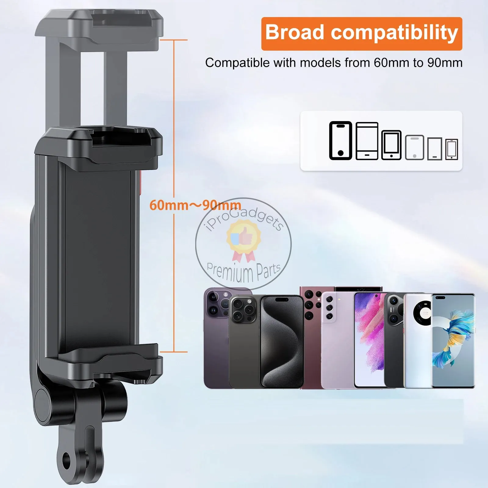 Vrig PH17 Phone Tripod Mount Phone Holder Clamp 360° Rotatable with Dual Cold Shoe Mounts Vlog Selfie