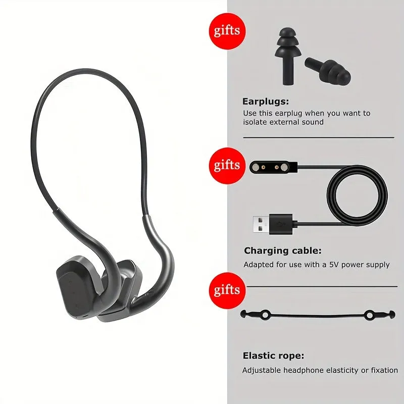 Waterproof Swimming Headphones With MP3 Player 32G Memory, Bone Conduction Headphones Wireless 5.3 Open Ear Headset