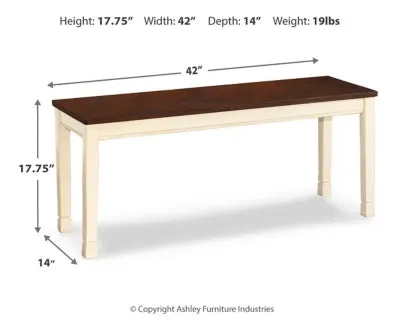 Whitesburg Dining Table and 4 Chairs and Bench with Storage