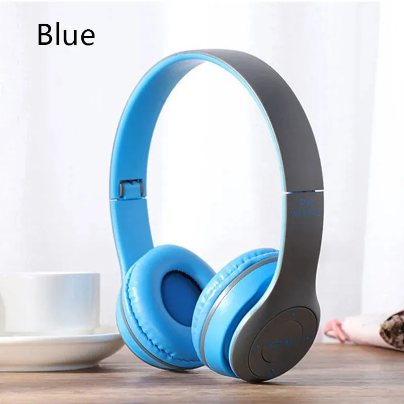 Wireless Headphones Bluetooth Compatible 5.0 P47 Headphones with Memory TF Card Foldable Headphones for iPhone Android Huawei