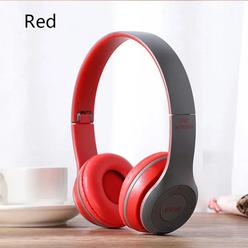 Wireless Headphones Bluetooth Compatible 5.0 P47 Headphones with Memory TF Card Foldable Headphones for iPhone Android Huawei