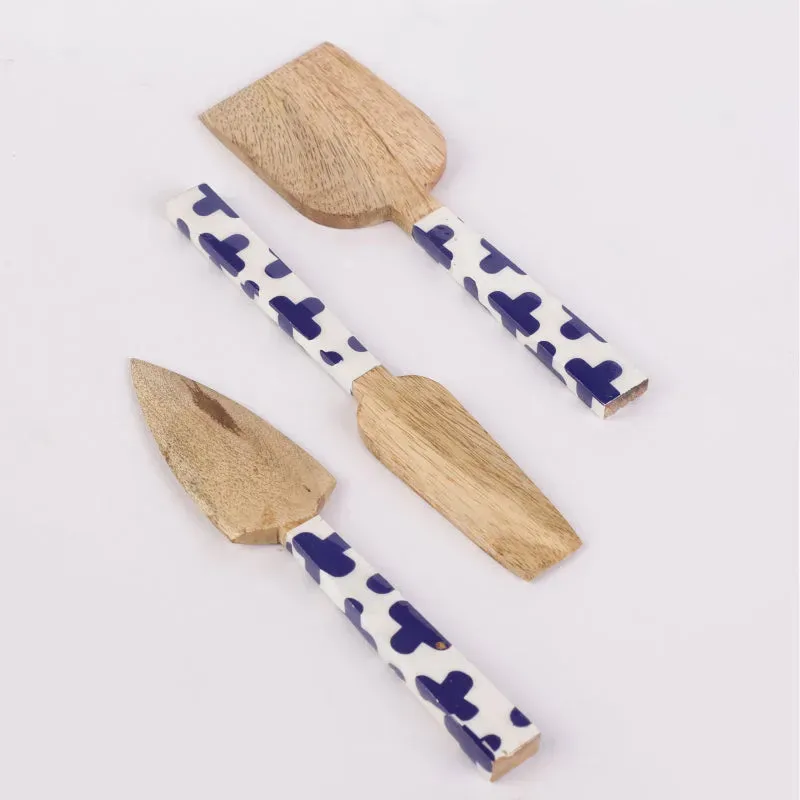 Wooden Floral Cake And Pie Server Set | Set of 3